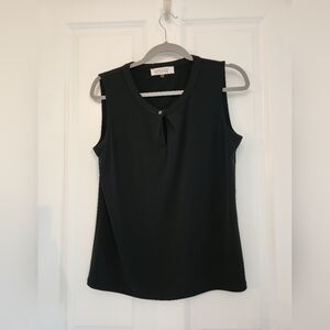 Kasper Sleeveless Keyhole Knit Blouse - Black - Women's Medium - EUC